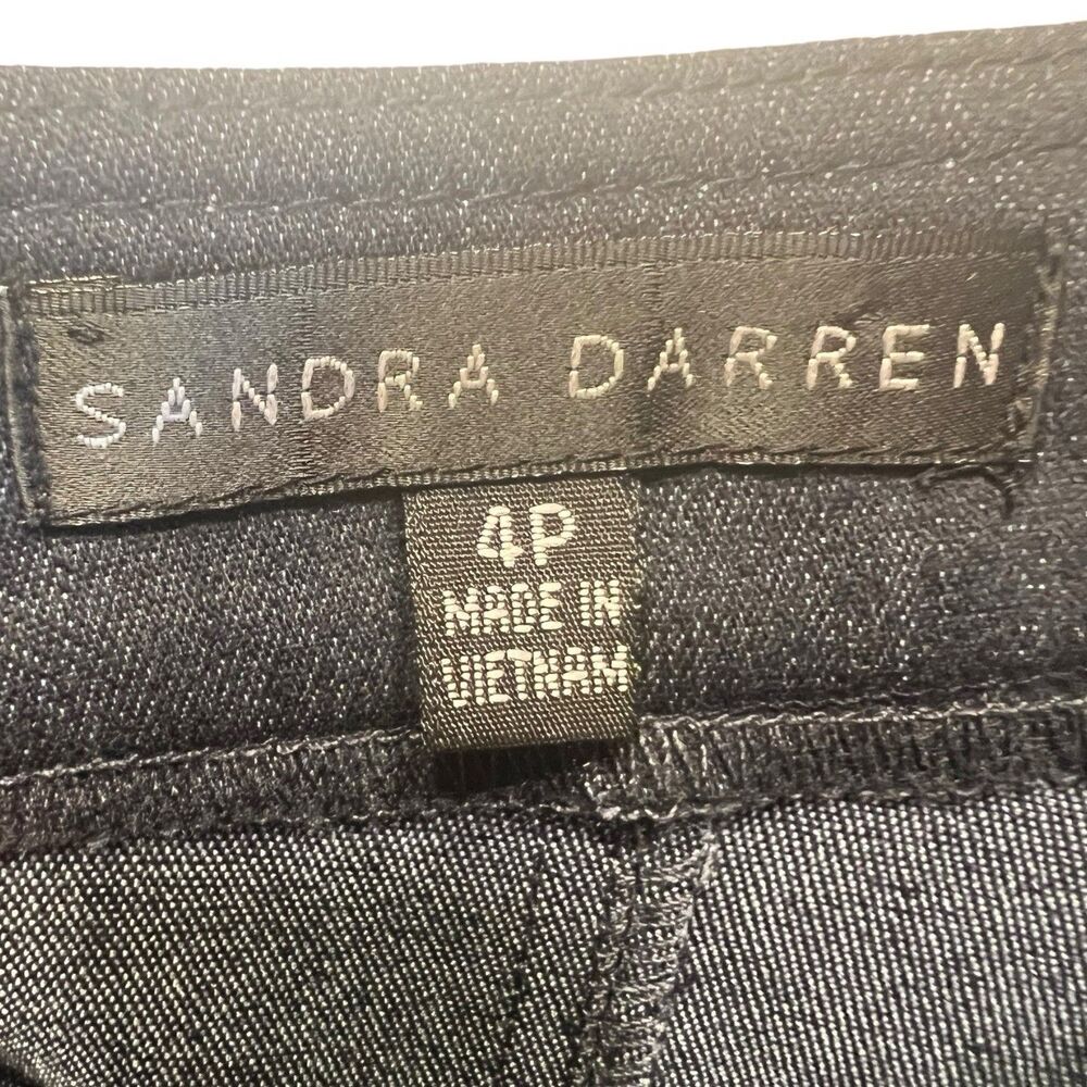 Sandra Darren Denim Fit Flare Dress Petite 4P Dark Wash Belted Workwear Chic - Picture 4 of 13